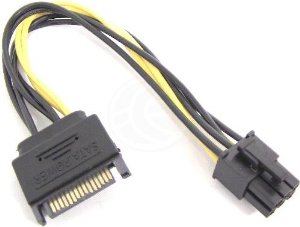 SATA Male 15 Pin to 6 Pin PCI-E