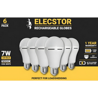 Elecstor E27 7W Rechargeable cool white - 6 PACK