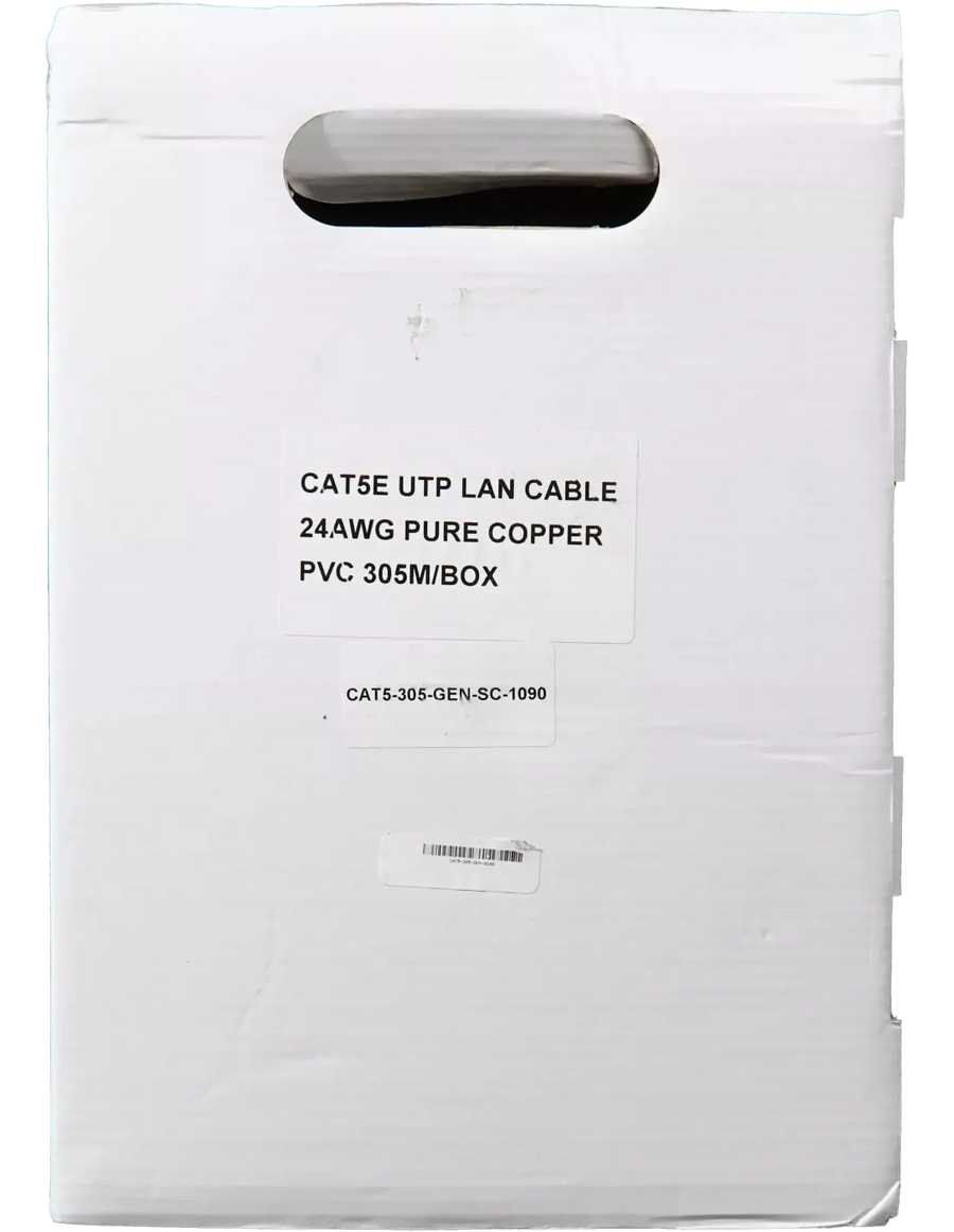 Essential CAT5e Indoor Ethernet Cable 305m Grey Solid Copper UTP Pull Box