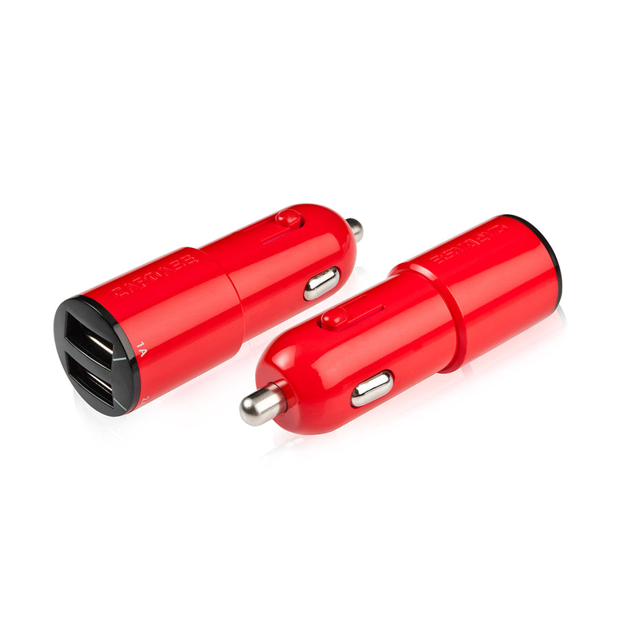 Dual USB Car Charger-Red