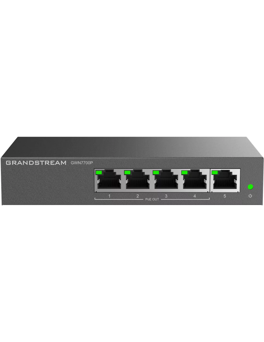 Grandstream Enterprise 5 port Unmanaged GbE PoE Switch - 60W | GWN7700P