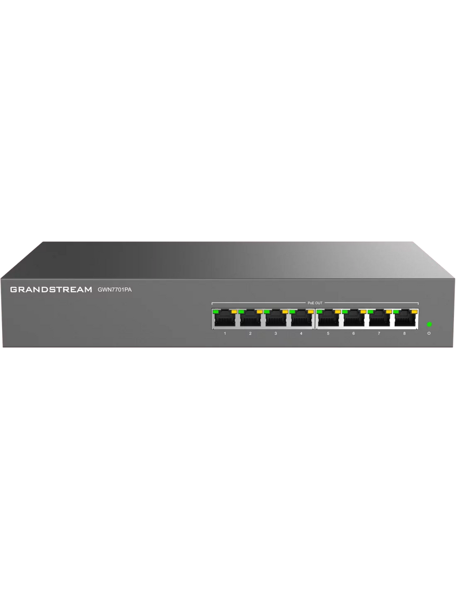 Grandstream Enterprise 8 port Unmanaged GbE PoE Switch - 145W | GWN7701PA