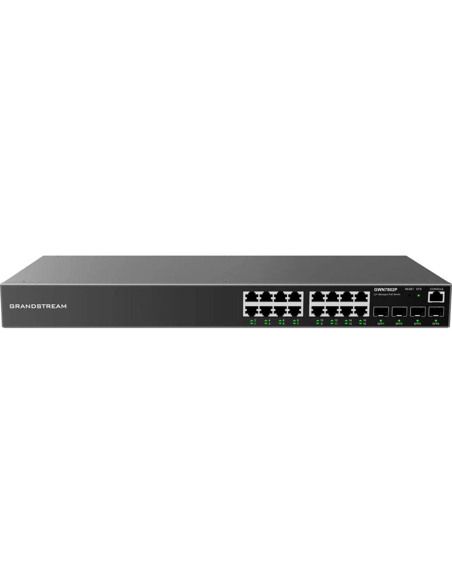 Grandstream Enterprise L2 16 port Managed GbE PoE+ Switch 240W | GWN7802P