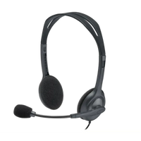 Logitech H111 Stereo Headset 3.5mm Jack Noise-Cancelling Boom Microphone Grey