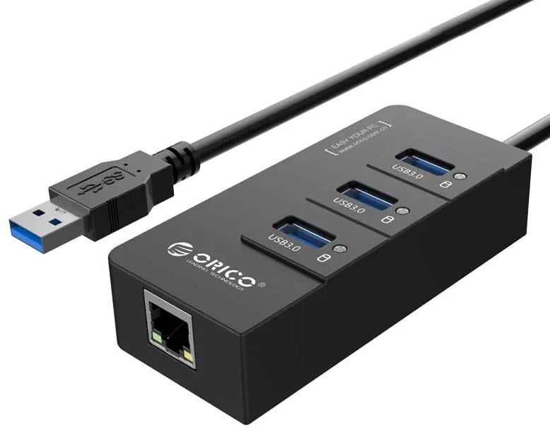 Orico 3XUSB3.0 Hub Gbe Adapter Blk
