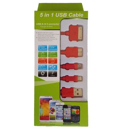 USB Cable 5 in 1 Red