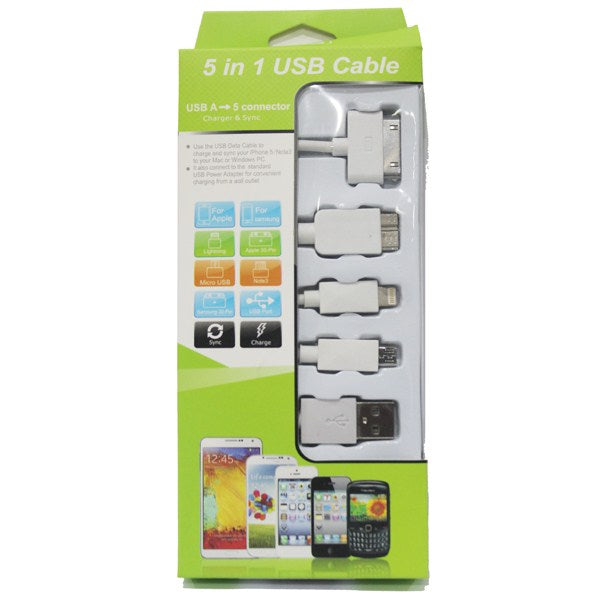 USB Cable 5 in 1 White