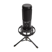 LORGAR Voicer 721, Gaming Microphone, Black, USB condenser microphone with tripod stand, pop filter