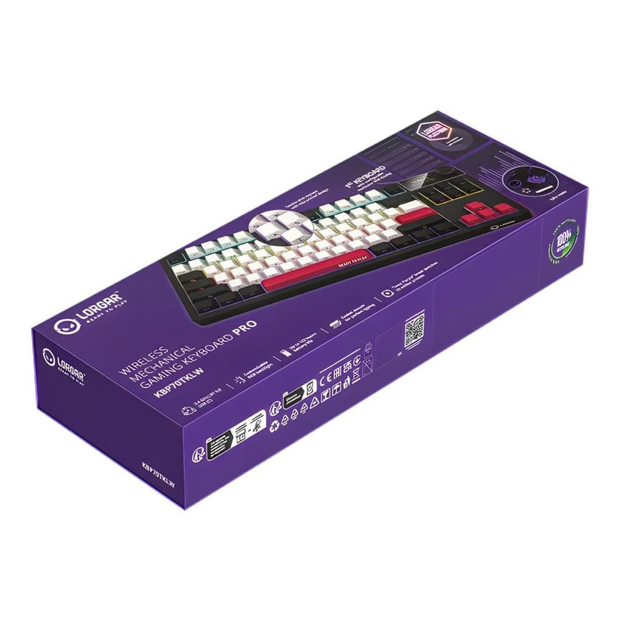 LORGAR KBP70TKLW, Wireless TKL Mechanical Gaming Keyboard Pro, Black/red, EN layout