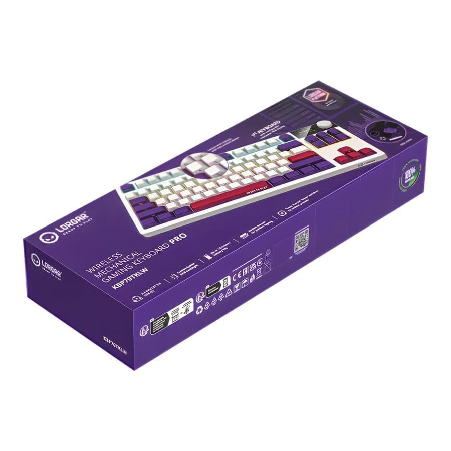 LORGAR KBP70TKLW, Wireless TKL Mechanical Gaming Keyboard Pro, White, EN layout