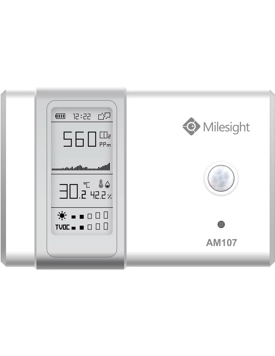 Milesight Indoor Ambience Monitoring - Temperature, Humidity, Motion, Light, CO2, TVOC Sensor