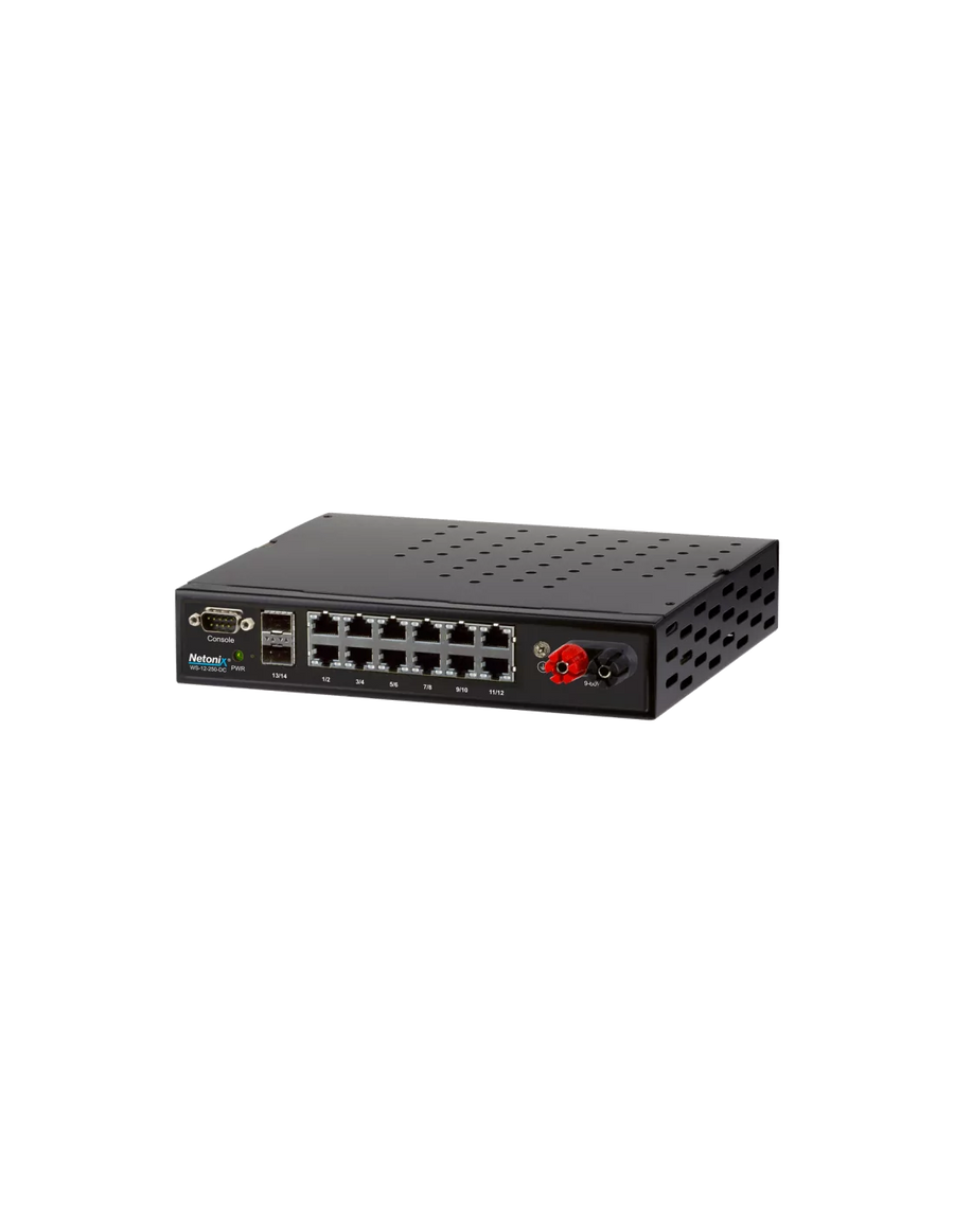Netonix 12-Port Managed PoE Switch 24V-48V DC PoE + 2SFP Uplink Ports 250W | NTX-WS-12250-DC