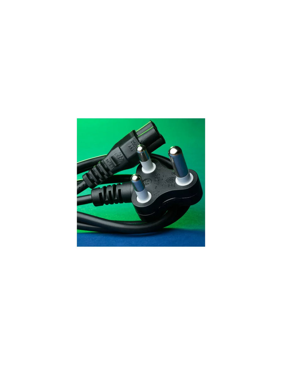 Power Cord (Clover) 3 Pin South African, 1.8 Meters. Dedicated Plug Top (Red Plug)