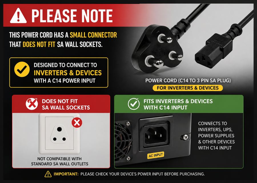 Power Cord for Use with Invertor