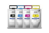Epson T973 DURABrite Pro high-capacity ink pack family (T9731 Black, T9732 Cyan, T9733 Magenta, T9734 Yellow) for WorkForce Pro WF-C869R