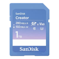 SanDisk Creator SD UHS-II Card 1TB, read speeds up to 280MB/s, write speeds up to 150MB/s, 4K UHD/6K video