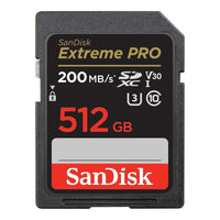 SanDisk Extreme Pro SD UHS I 512GB Card for 4K Video for DSLR and Mirrorless Cameras 200MB/s Read & 140MB/s