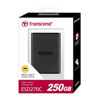 TRANSCEND 250GB ESD270C USB3.1 Gen 2 TYPE A & C (10GBPS) OTG PORTABLE SSD - 3D NAND - R/W up to 520/460 MB/s