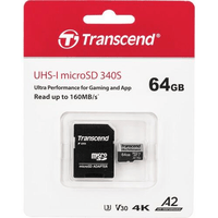 Transcend 64GB microSDXC 340S UHS-I U3 V30 A2 160MB/s with SD Adapter - Image 3