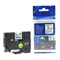 Brother 9mm Black on White Laminated tape
