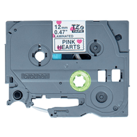 Brother 12MM Black on Hearts tape (4m)