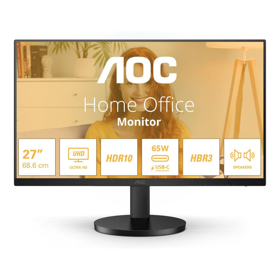 AOC 27-inch 4K UHD IPS Monitor 60Hz USB-C 65W HDR10 Built-in Speakers HDMI