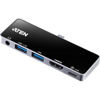 ATEN Dock; USB-C 5-in-1 Travel Dock with Power Pass-Through - 1 x audio port; 2 x USB Type-A ports; 1 x HDMI; 1 x USB-C