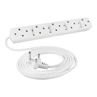 Zone 5 Way Low Cost Power Duct 16A + 3M PVC White Crabtree M/PLUG U/SW + O/L C2035/3P