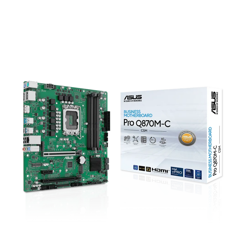 ASUS Pro Q870M-C-CSM Micro-ATX Business Motherboard Intel Q870 LGA1851 vPro DDR5 PCIe 5.0