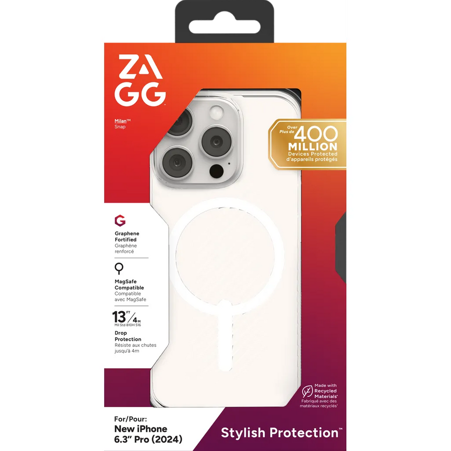 ZAGG Luxe Snap Clear MagSafe Case for iPhone 16 Pro Drop Protection