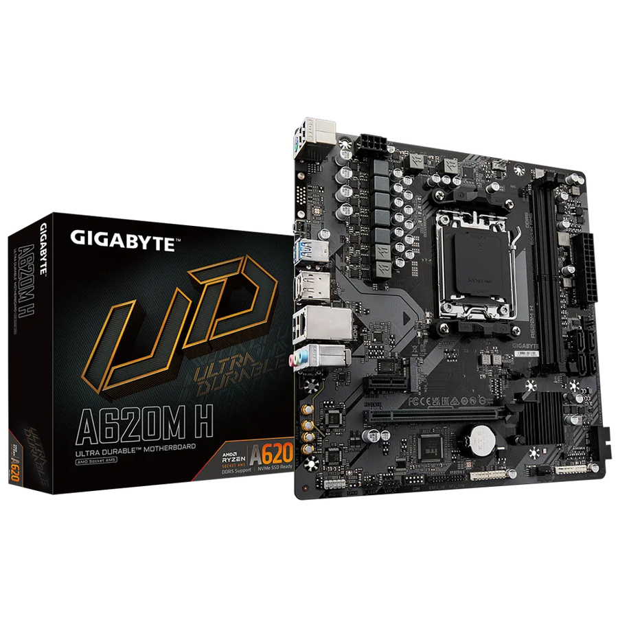 Gigabyte A620M H Micro-ATX Motherboard AMD AM5 DDR5 7200MHz PCIe 4.0 M.2 GbE LAN