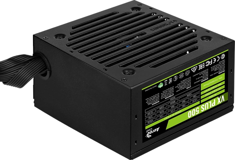Aerocool VX PLUS 500W PSU - ATX 24 PIN; 1x 4+4PIN CPU; 3x SATA; 3x PATA; 1x PCIe 6+2PIN