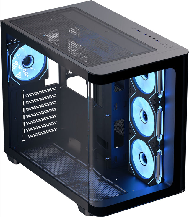 Aerocool P500C Black Mid tower case - Includes 120mm ARGB Fan x 4 and 4-port ARGB control hub - ATX - 3x 2.5'' or 2x3.5'' - 360m