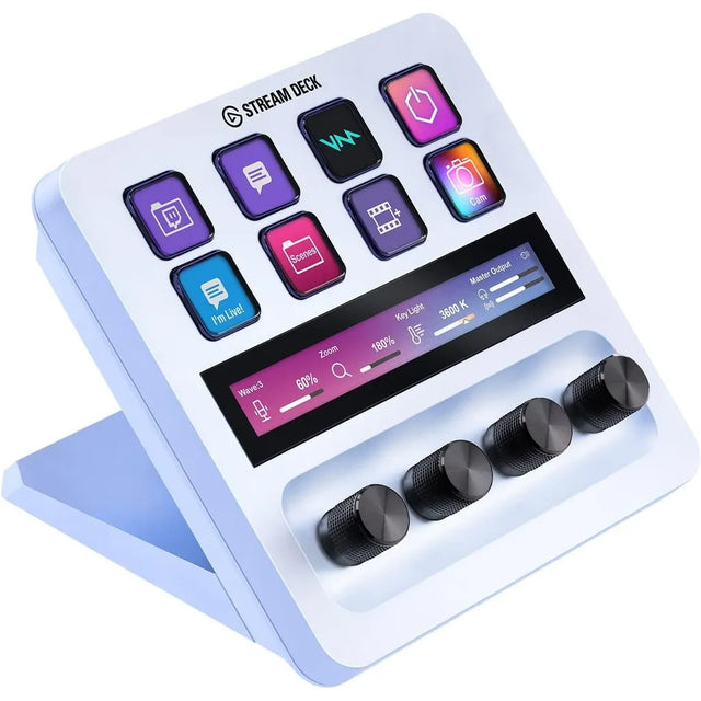 Elgato Stream Deck+ White 8-Key LCD Streaming Console with 4 Rotary Dials