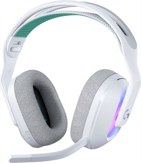Wireless Gaming Headset with LIGHTSYNC RGB, 2.4GHZ Detachable Mic - White