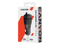 CANYON car charger C-033 2.4A/USB-A built-in Lightning Black