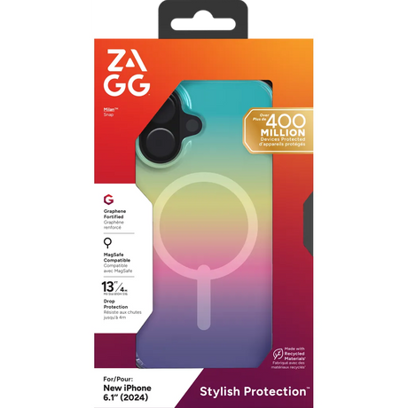 ZAGG Milan Snap MagSafe Wireless Charging Compatible Case for iPhone 16 Raven Feather