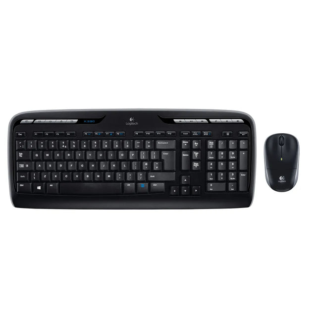 Logitech MK330 Full-Size Wireless Keyboard and Mouse Combo Spill-Resistant Nano USB Black