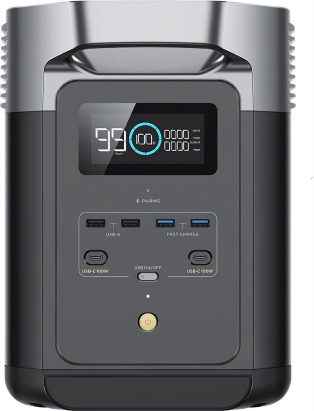 ECOFLOW Delta 2 Lithium (LiFePo)  Portable Power Station -  1800W Output; 1024Wh LFP Battery; 500W Solar charger - SA socket.