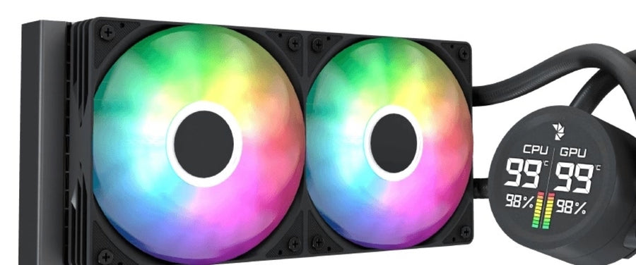 Aerocol Abyss L240 Black with digital display - 240mm ARGB Liquid Cooler - Intel LGA1851/LGA1700 - AMD AM4/AM5.