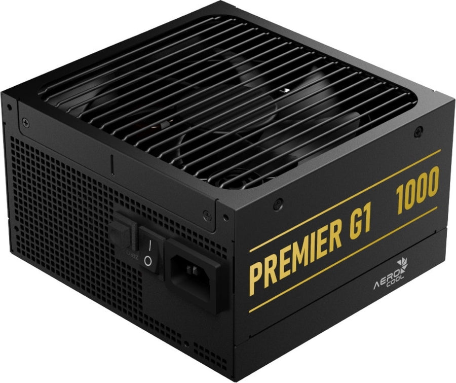 Aerocool Premier G1 Gold 1000W PSU - ATX 3.1 PCIe5.1 - ATX 24 PIN; 1x 4+4PIN CPU; 1x CPU 8PIN; 12x SATA; 2x PATA; 9x PCIe 6+2PIN