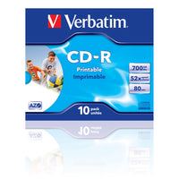 VERBATIM CD-R 52X Printable Jewel Case 700MB - 10 Pack