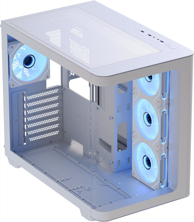 Aerocool P500C White Mid tower case - Includes 120mm ARGB Fan x 4 and 4-port ARGB control hub - ATX - 3x 2.5'' or 2x3.5'' - 360m