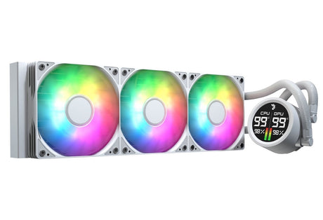 Aerocol Abyss L360 White with digital display - 360mm ARGB Liquid Cooler - Intel LGA1851/LGA1700 - AMD AM4/AM5