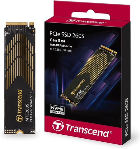 TRANSCEND 4TB MTE260S PCI-E GEN 5X4 M.2 NVMe 2280 SSD 3D NAND -14500 MB/s Read 13500 MB