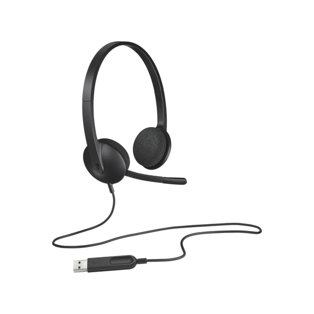 Logitech H340 USB Wired Headset Stereo Noise-Canceling Mic Plug-and-Play 1.8m Cable Graphite