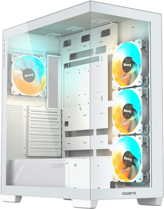 Gigabyte C500 White Panoramic Stealth ATX Chassis; 1x 3.5'' | 2x 2.5'' Drive Bays; 360mm Radiator; 4x 120mm ARGB fan incl;