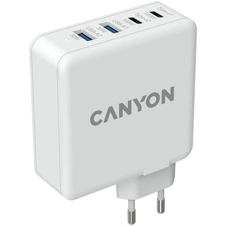 CANYON H-100, GAN 100W charger Input:100V-240V Output: USB-C1/C2: 5V 3A, 9V 3A, 12V 3A, 15V 3A