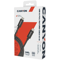 CANYON cable UC-42 USB-C to USB-C 240W 20Gbps 4k 2m Black - Image 2