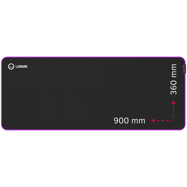 Lorgar Main 319, Gaming mouse pad, High-speed surface, Purple anti-slip rubber base, size: 900mm x 360mm x